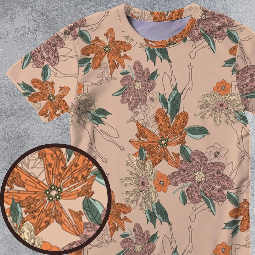 Star Wars Ships Floral Pattern All-Over Print Unisex T-Shirt - 4