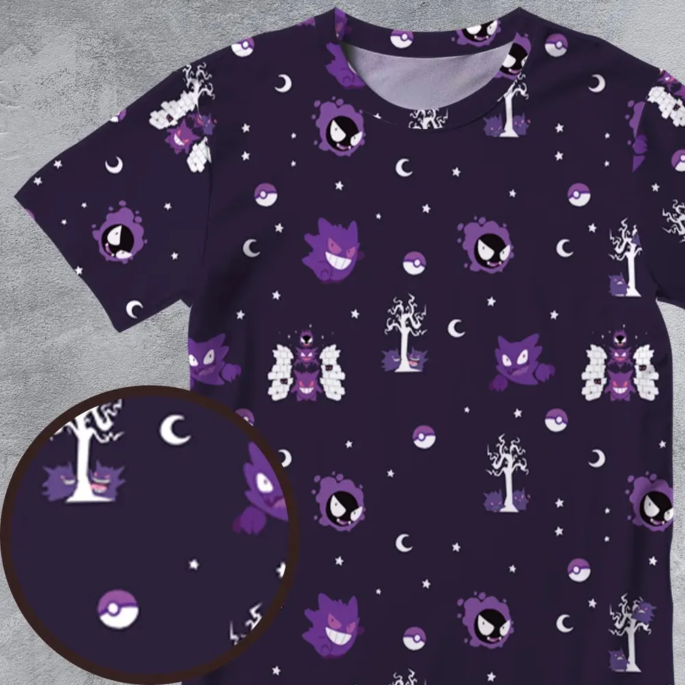 Gengar Pokemon Pattern All-Over Print Unisex T-Shirt - 4