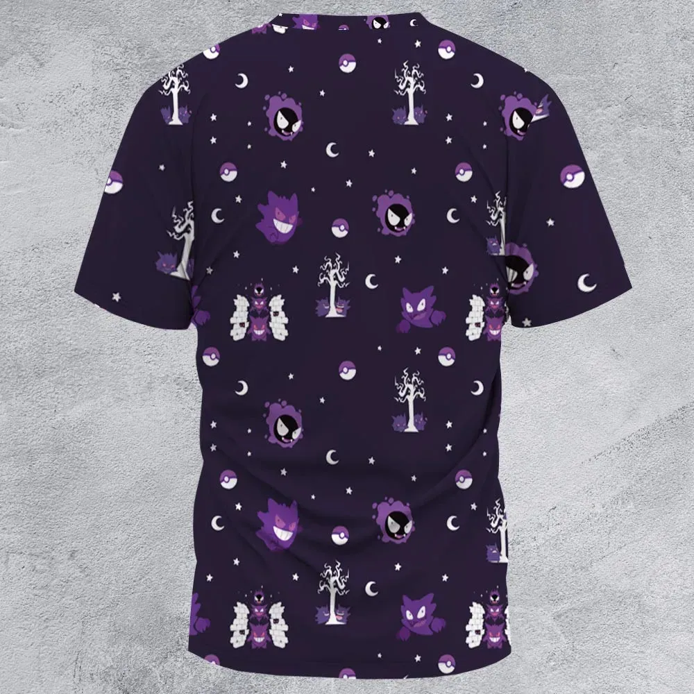 Gengar Pokemon Pattern All-Over Print Unisex T-Shirt - 3