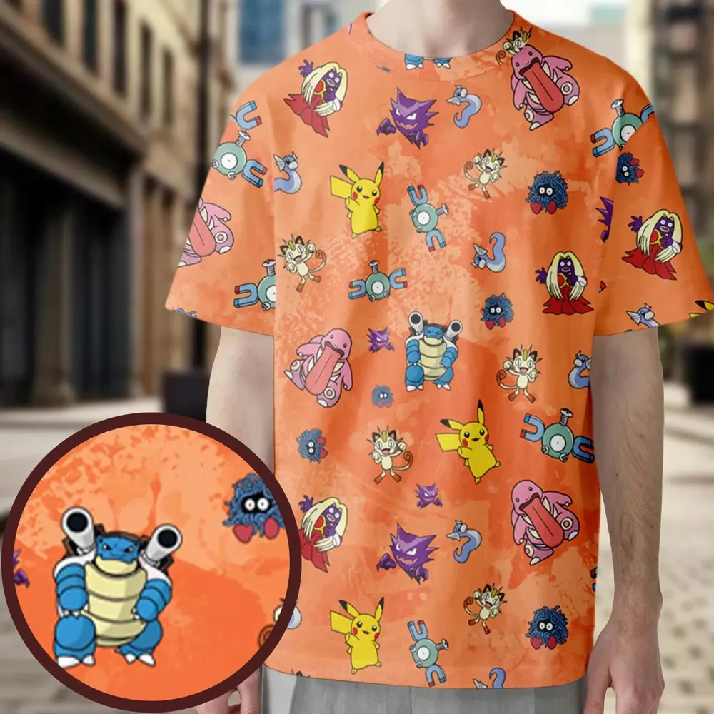 Pokemon Character Scatter All-Over Print Unisex T-Shirt - 4