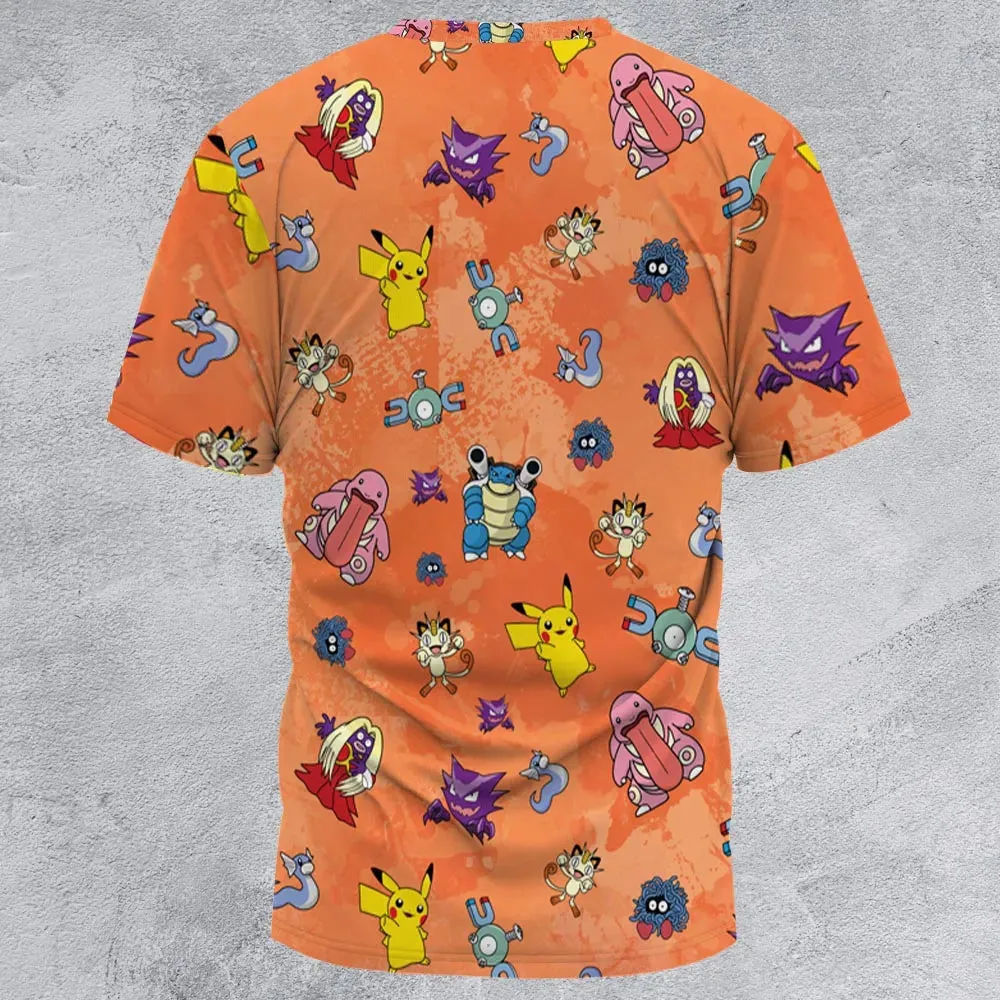 Pokemon Character Scatter All-Over Print Unisex T-Shirt - 3