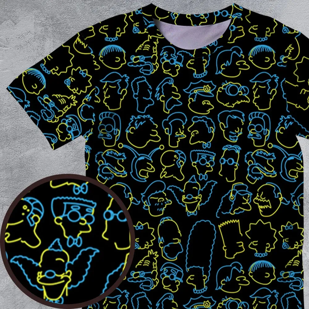 The Simpsons Neon All-Over Print Unisex T-Shirt - 4