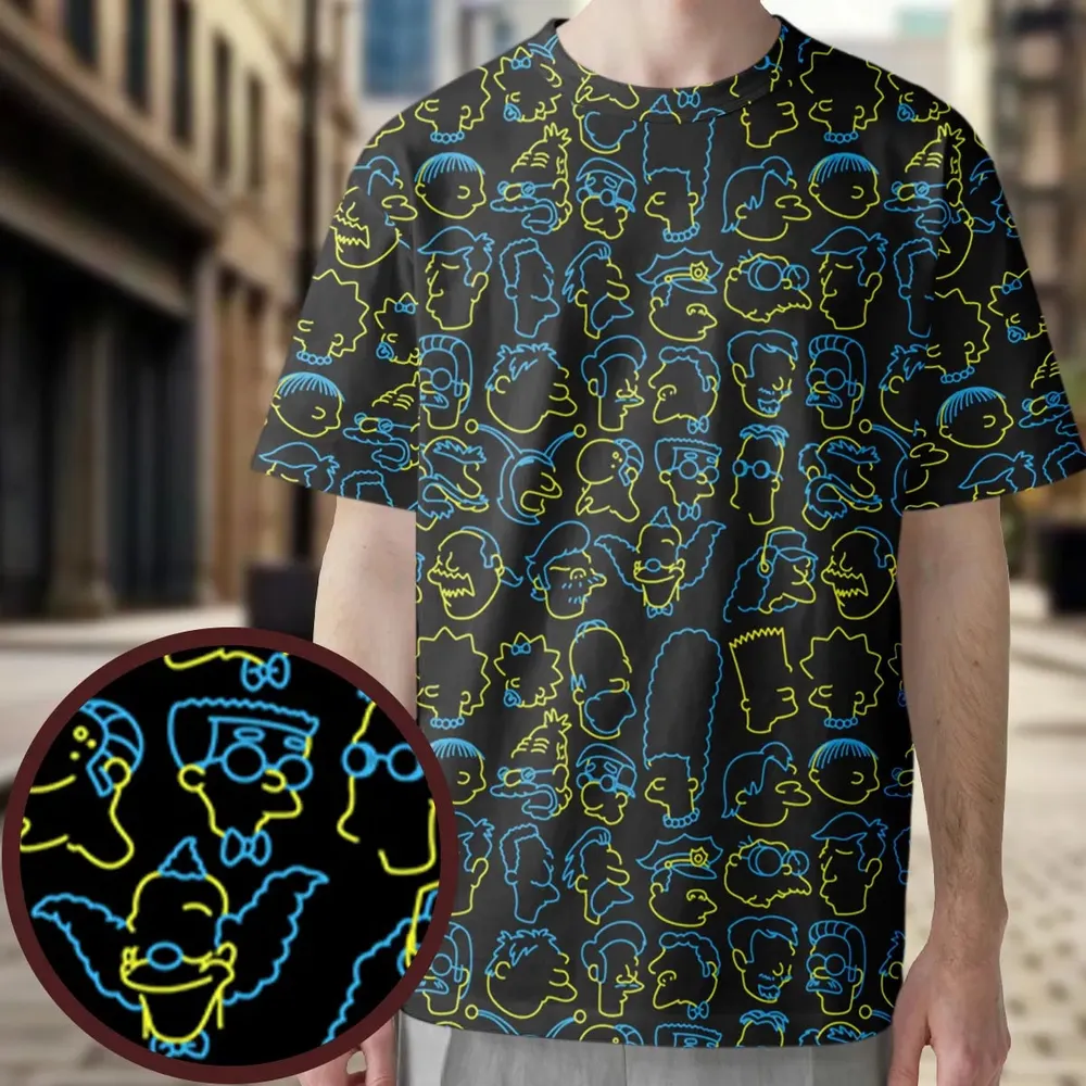 The Simpsons Neon All-Over Print Unisex T-Shirt - 3