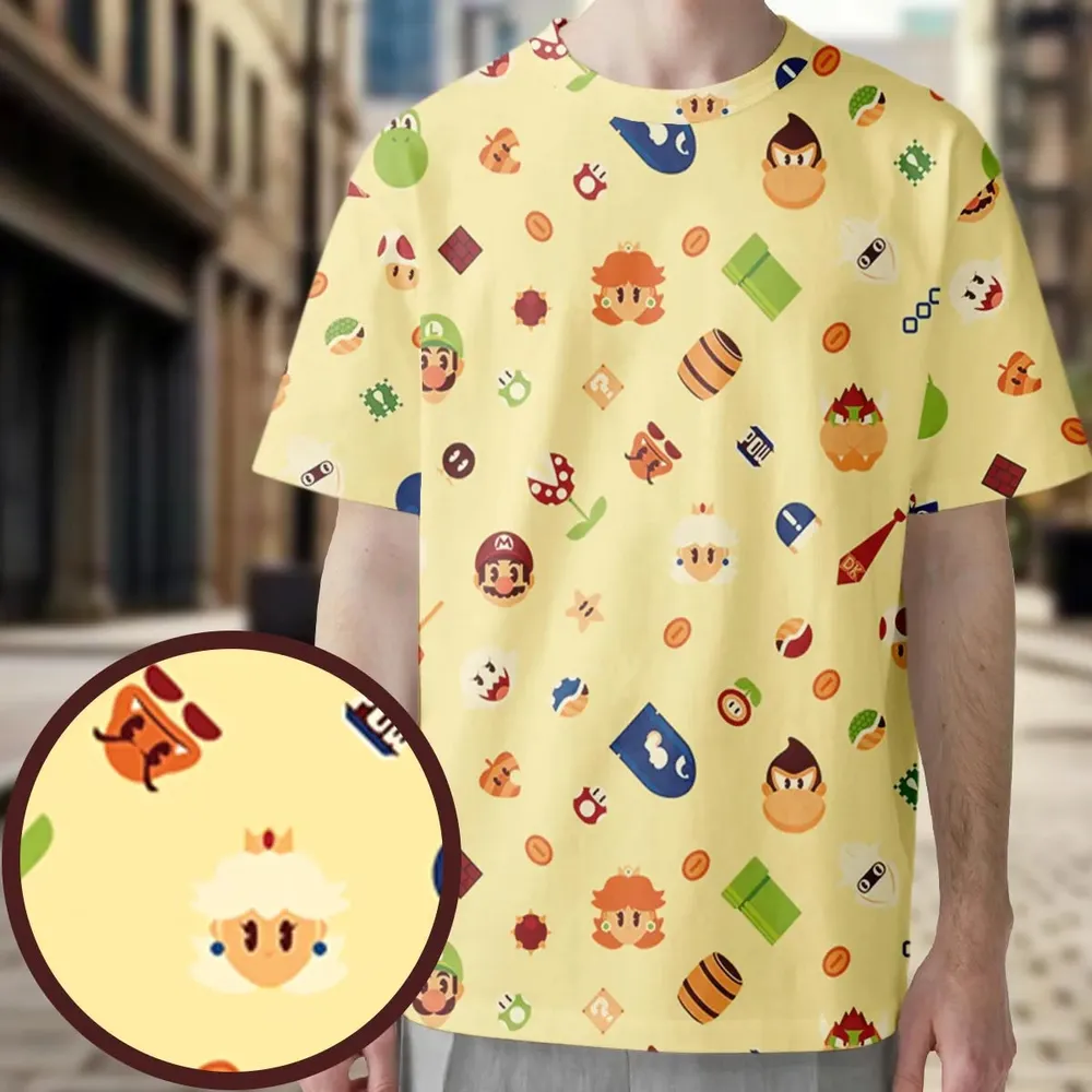 Mario and Friends Pattern All-Over Print Unisex T-Shirt - 3