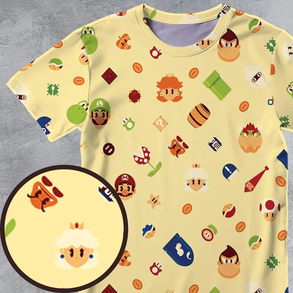 Mario and Friends Pattern All-Over Print Unisex T-Shirt - 4