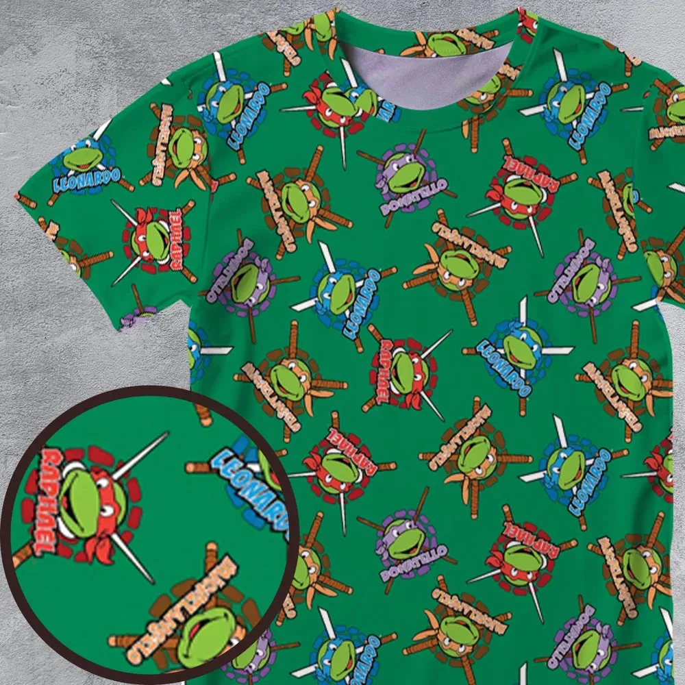TMNT Characters Pattern All-Over Print Unisex T-Shirt - 4