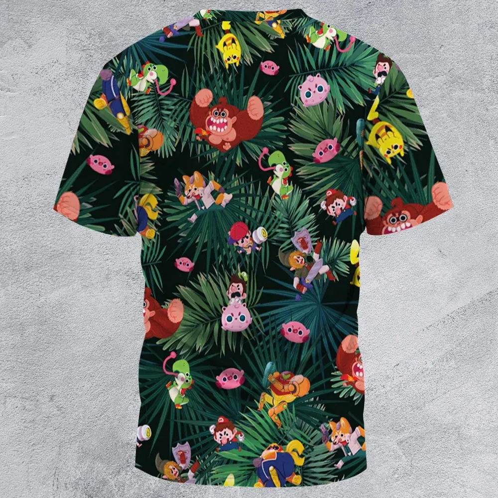 Video Game Characters Pattern All-Over Print Unisex T-Shirt - 3