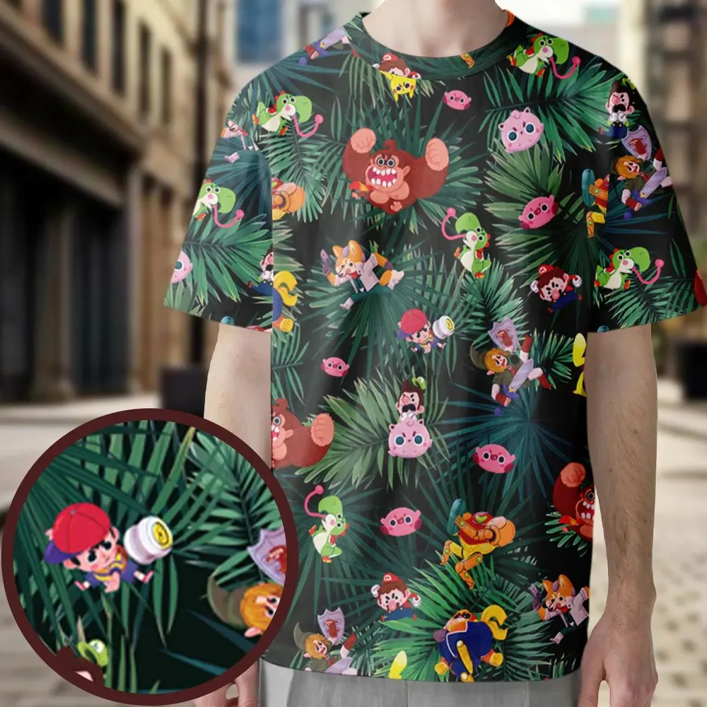 Video Game Characters Pattern All-Over Print Unisex T-Shirt - 4