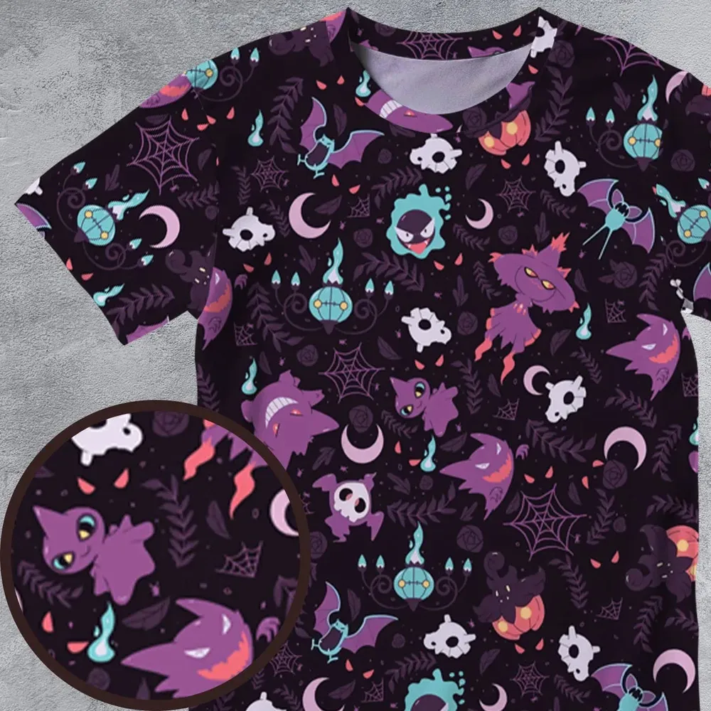 Lavender Town Pokemon Pattern All-Over Print Unisex T-Shirt - 4