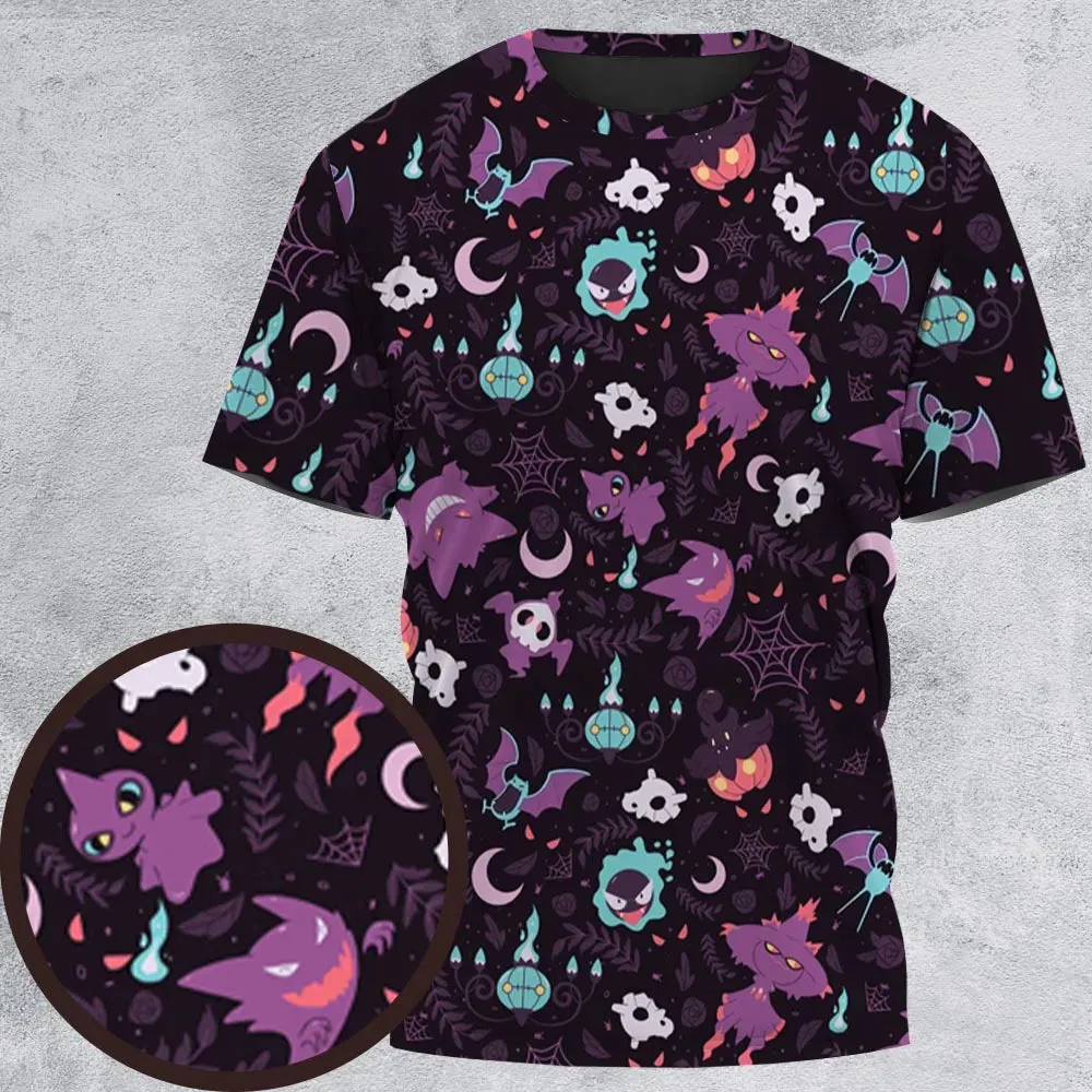 Lavender Town Pokemon Pattern All-Over Print Unisex T-Shirt - 2