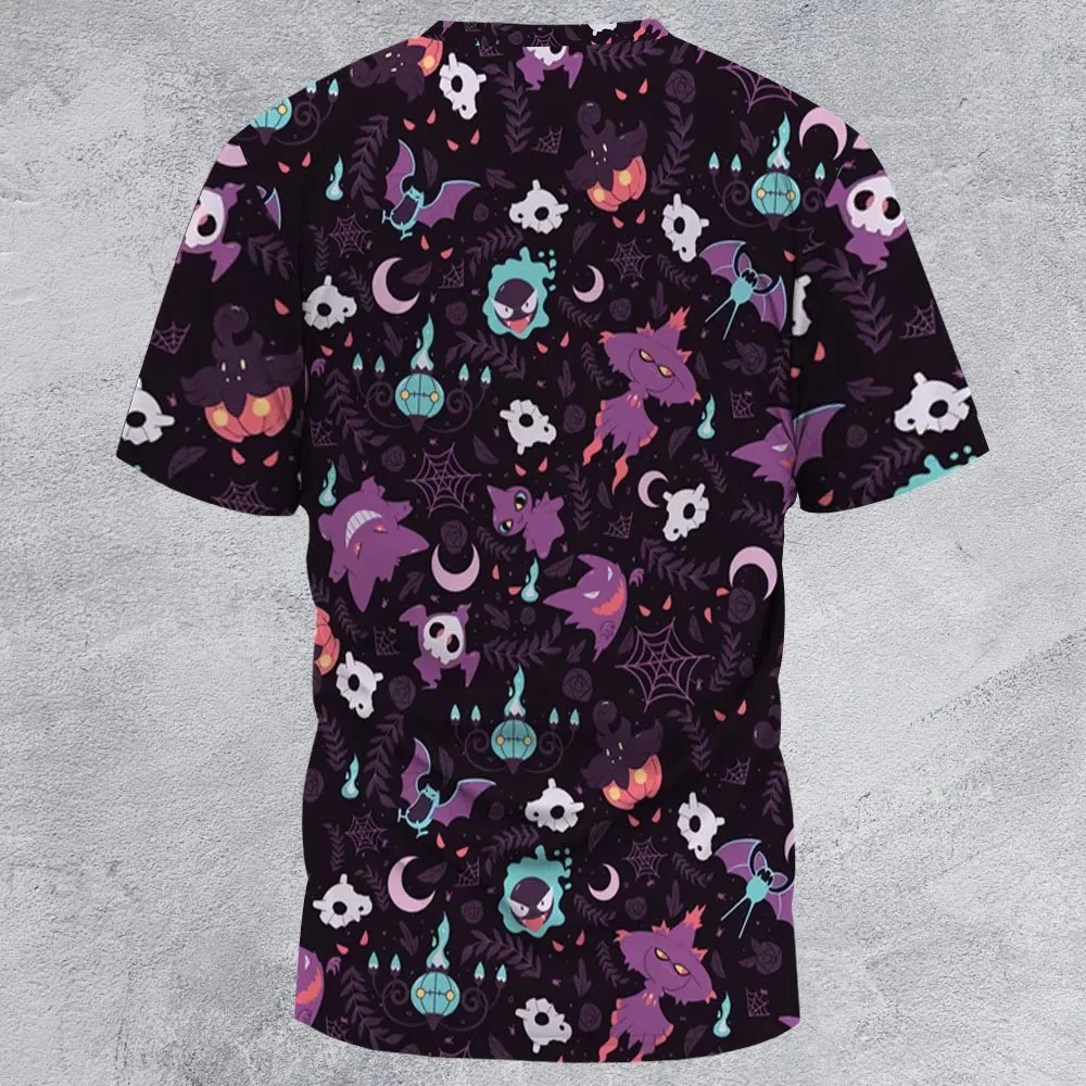 Lavender Town Pokemon Pattern All-Over Print Unisex T-Shirt - 3