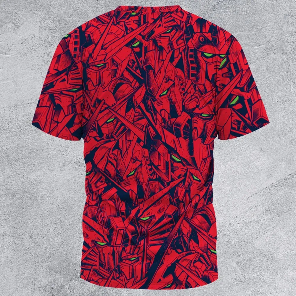 Gundam Camo Magenta Gundam Hawaiian All-Over Print Unisex T-Shirt - 3