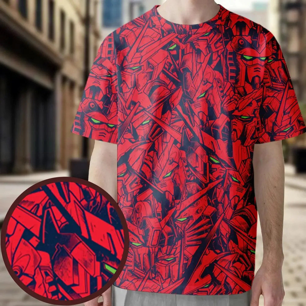 Gundam Camo Magenta Gundam Hawaiian All-Over Print Unisex T-Shirt - 4