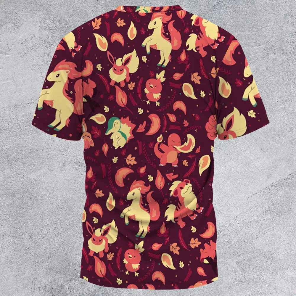 Fire Pokemon Pattern All-Over Print Unisex T-Shirt - 2