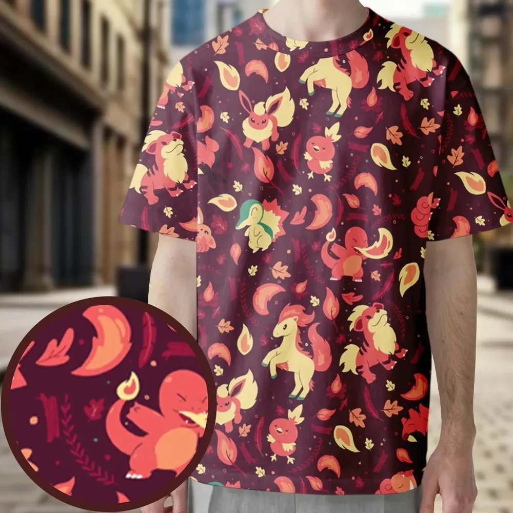 Fire Pokemon Pattern All-Over Print Unisex T-Shirt - 3