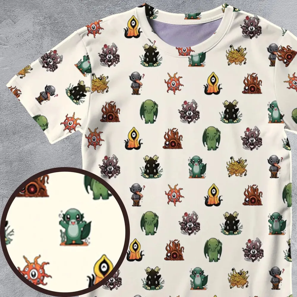 Lovecraft Demons Cute H.P. Lovecraft Monsters Pattern All-Over Print Unisex T-Shirt - 4
