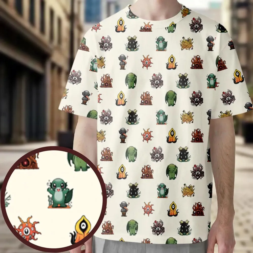 Lovecraft Demons Cute H.P. Lovecraft Monsters Pattern All-Over Print Unisex T-Shirt - 3