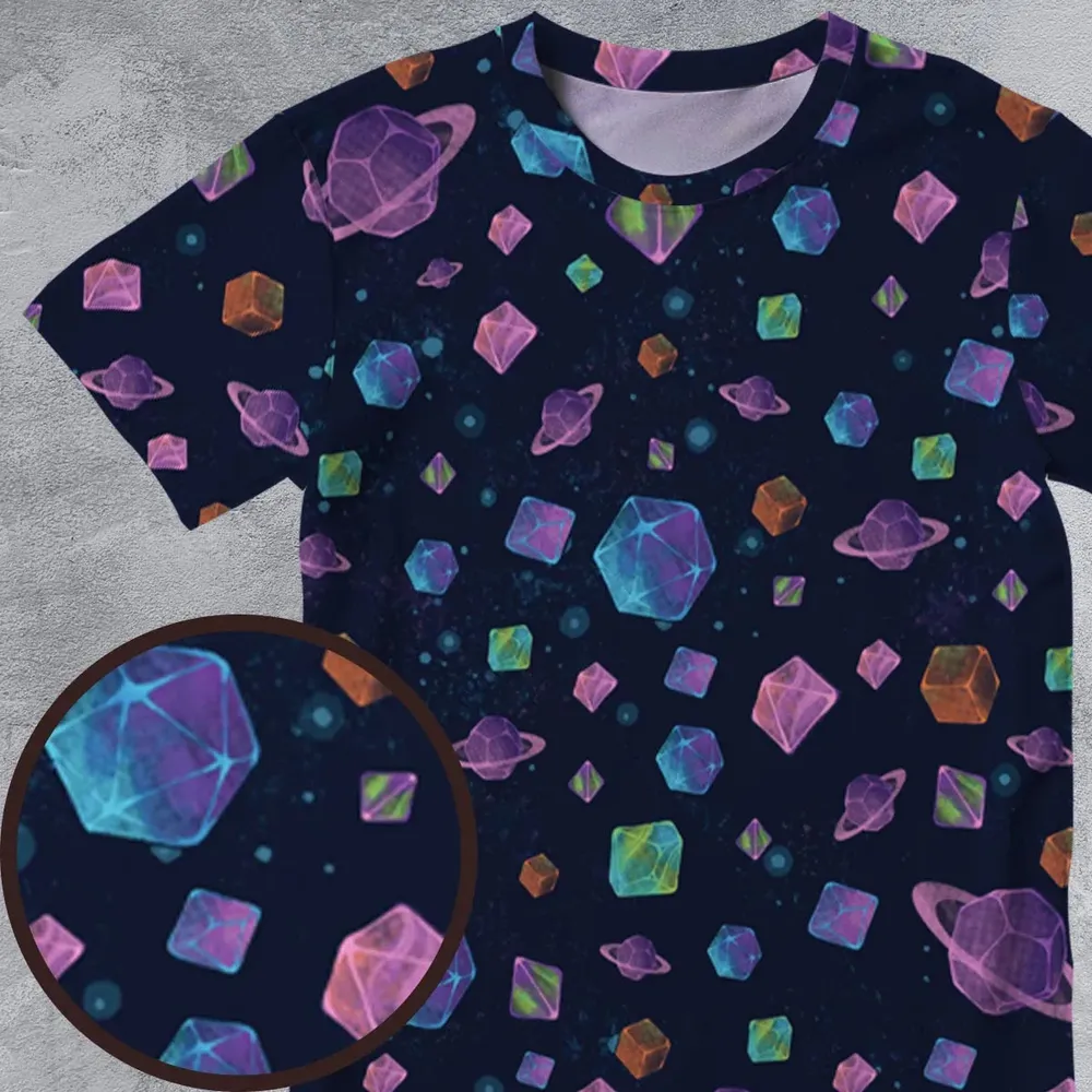 Galaxy Of Dices DnD Pattern All-Over Print Unisex T-Shirt - 4