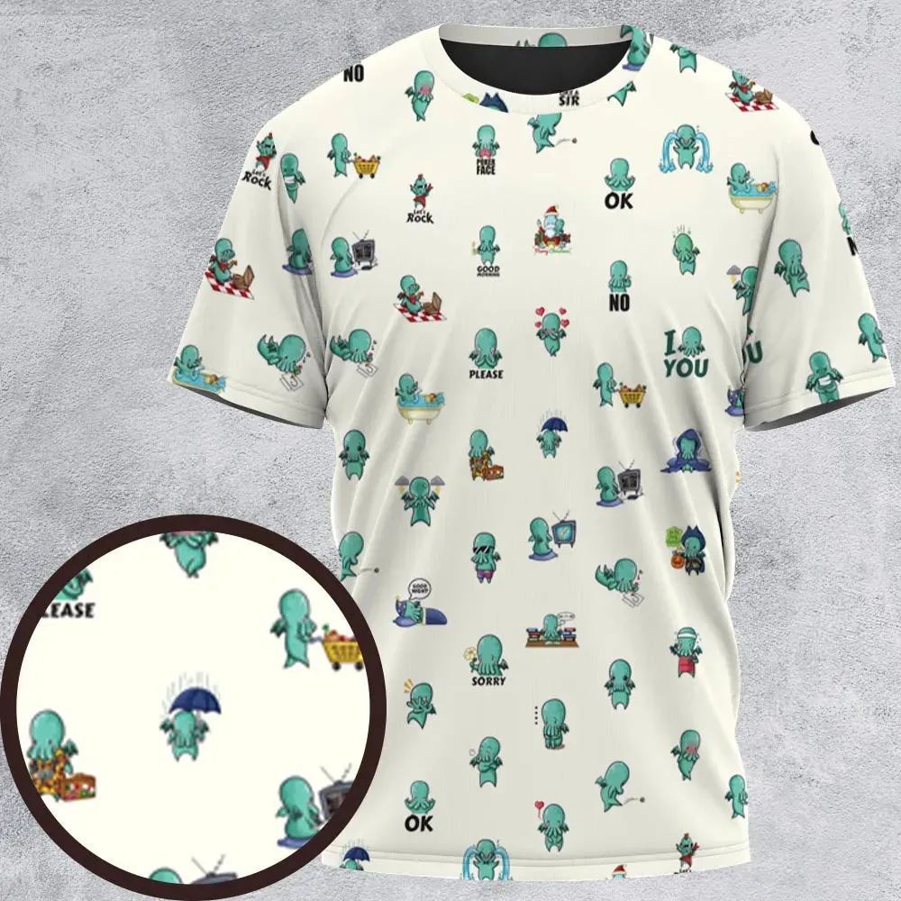 Kawai Cthulhu Pattern All-Over Print Unisex T-Shirt - 2