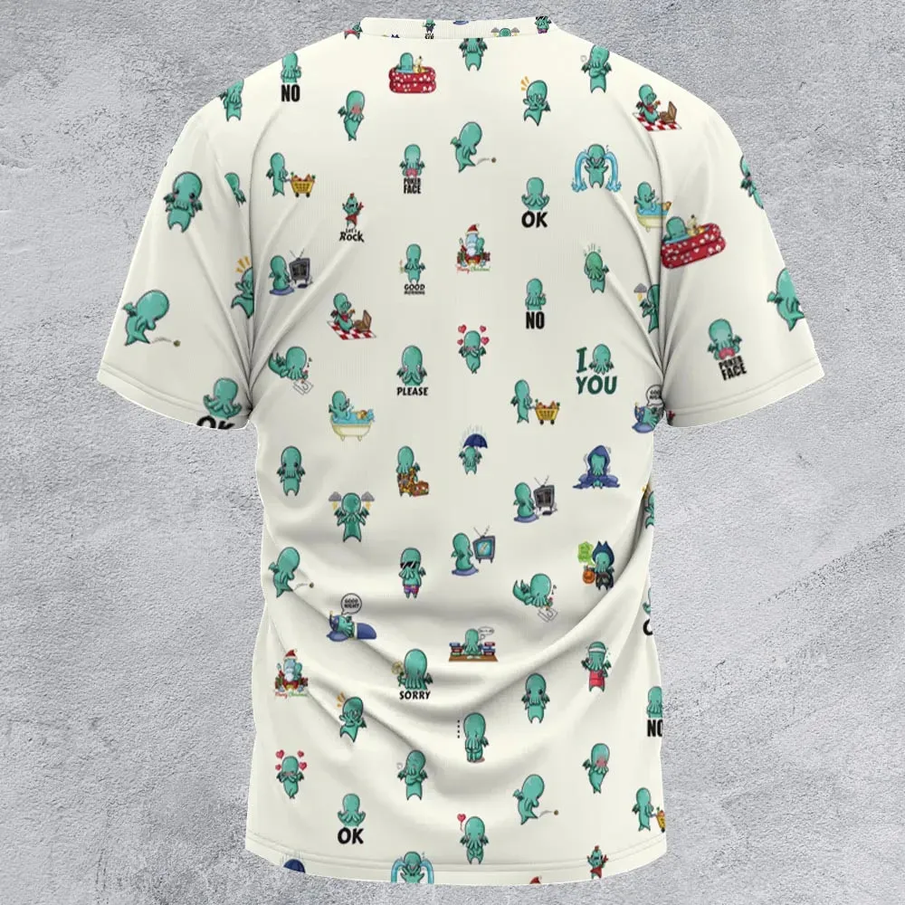 Kawai Cthulhu Pattern All-Over Print Unisex T-Shirt - 3
