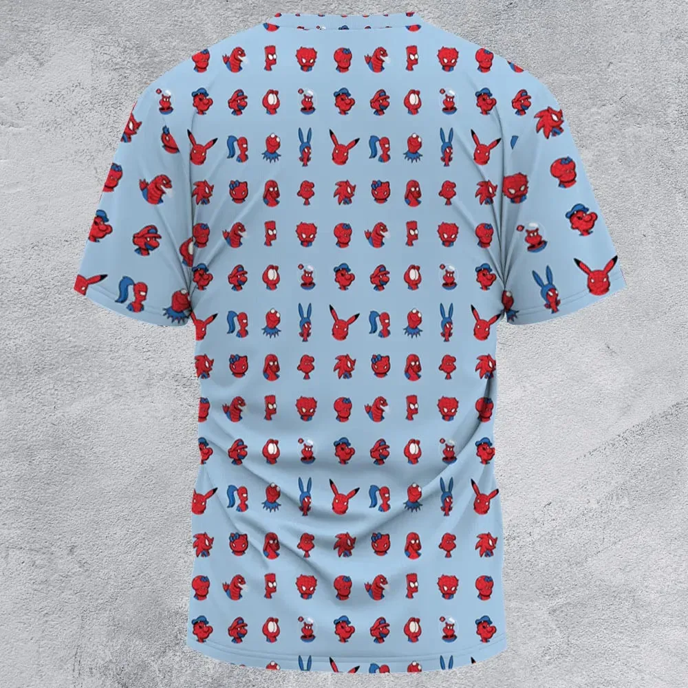 Funny Spider-Man Characters Pattern All-Over Print Unisex T-Shirt - 2