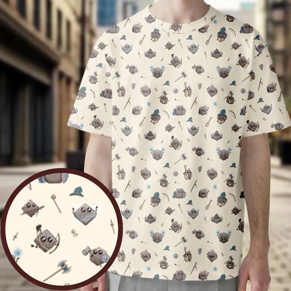 Kawaii Dices DnD Pattern All-Over Print Unisex T-Shirt - 3