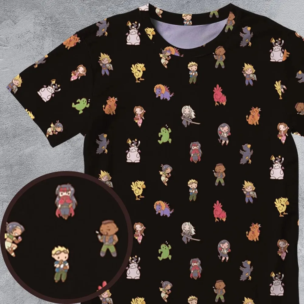 Final Fantasy Characters Pattern All-Over Print Unisex T-Shirt - 4