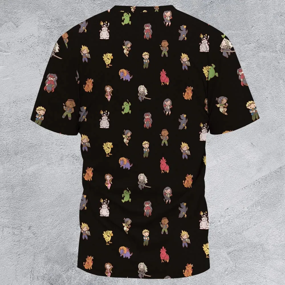 Final Fantasy Characters Pattern All-Over Print Unisex T-Shirt - 2