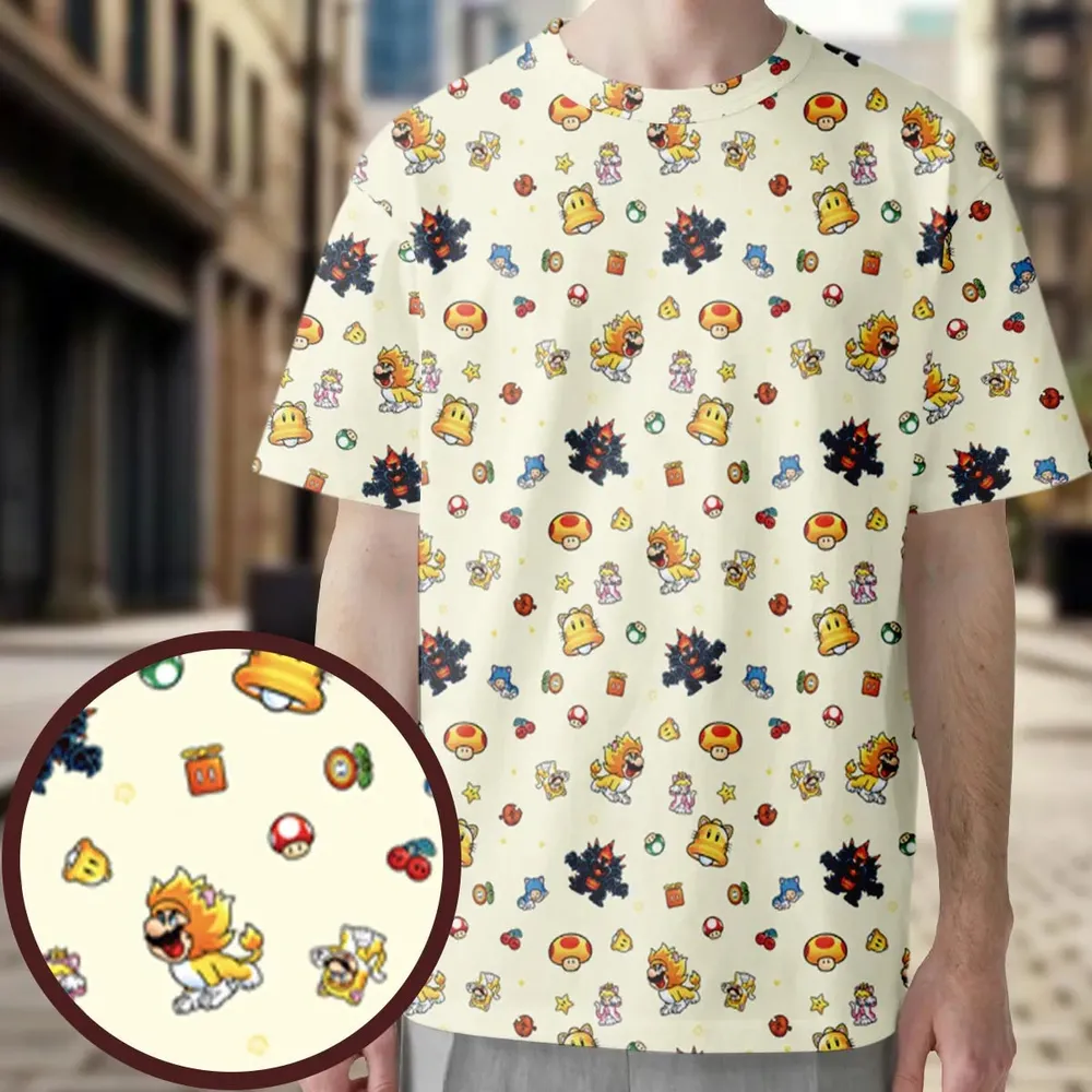 Super Mario Characters Pattern All-Over Print Unisex T-Shirt - 4