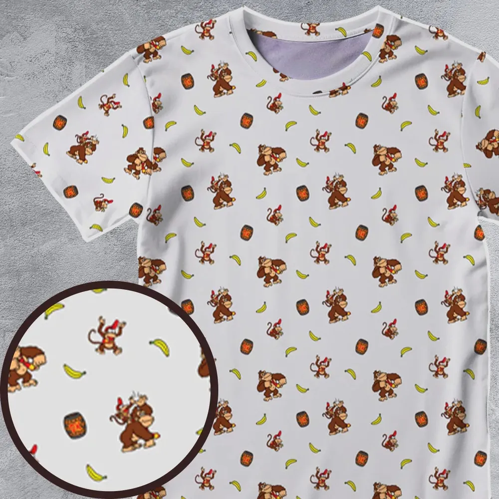 Nintendo Donkey Kong Characters Pattern All-Over Print Unisex T-Shirt - 4