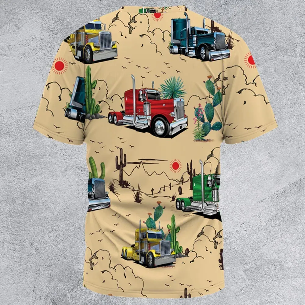 Peterbilt Semi Truck Pattern All-Over Print Unisex T-Shirt - 3