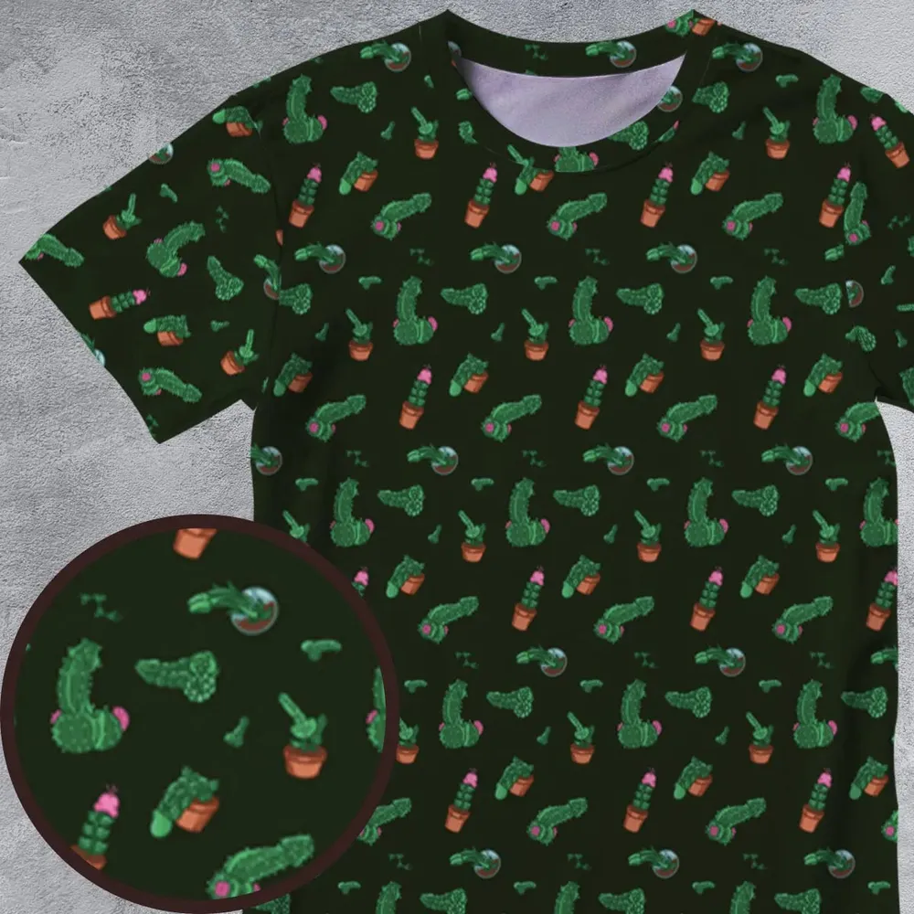 Funny Plants Pattern All-Over Print Unisex T-Shirt - 4