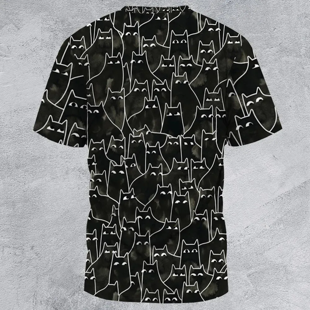 Suspicious Cats Funny Cat All-Over Print Unisex T-Shirt - 2