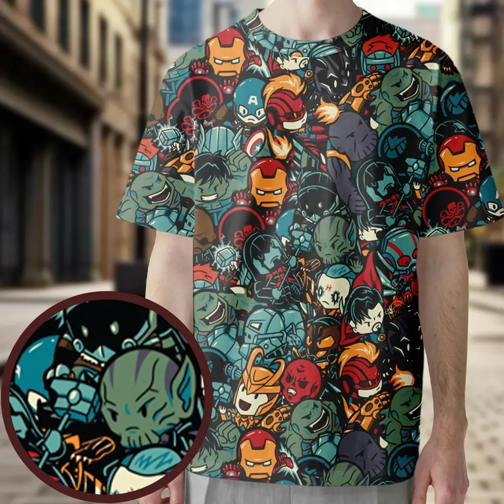 Marvelous Chibi Characters Pattern All-Over Print Unisex T-Shirt - 3