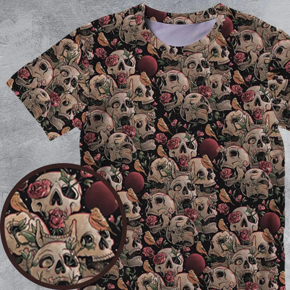 Life Grows Through Death Skull All-Over Print Unisex T-Shirt - 4