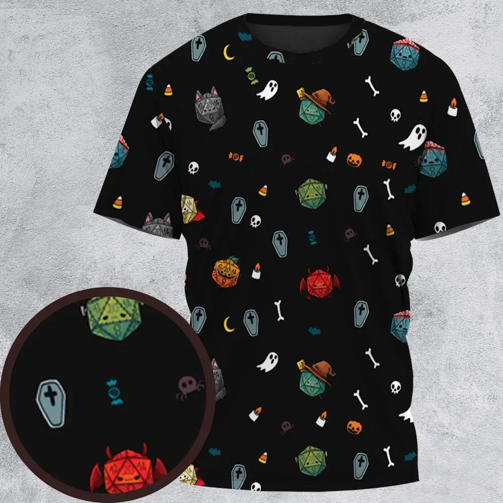 Halloween DND Dices Pattern All-Over Print Unisex T-Shirt - 2