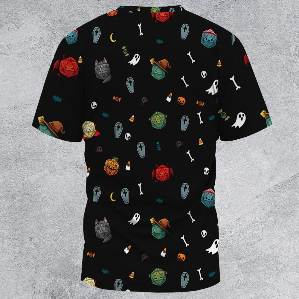 Halloween DND Dices Pattern All-Over Print Unisex T-Shirt - 3
