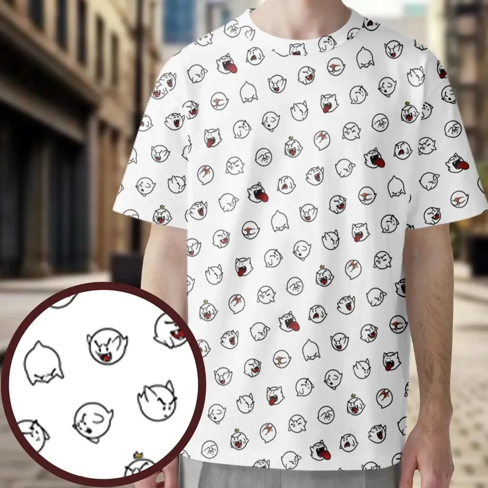 Super Mario Boo Pattern All-Over Print Unisex T-Shirt - 3