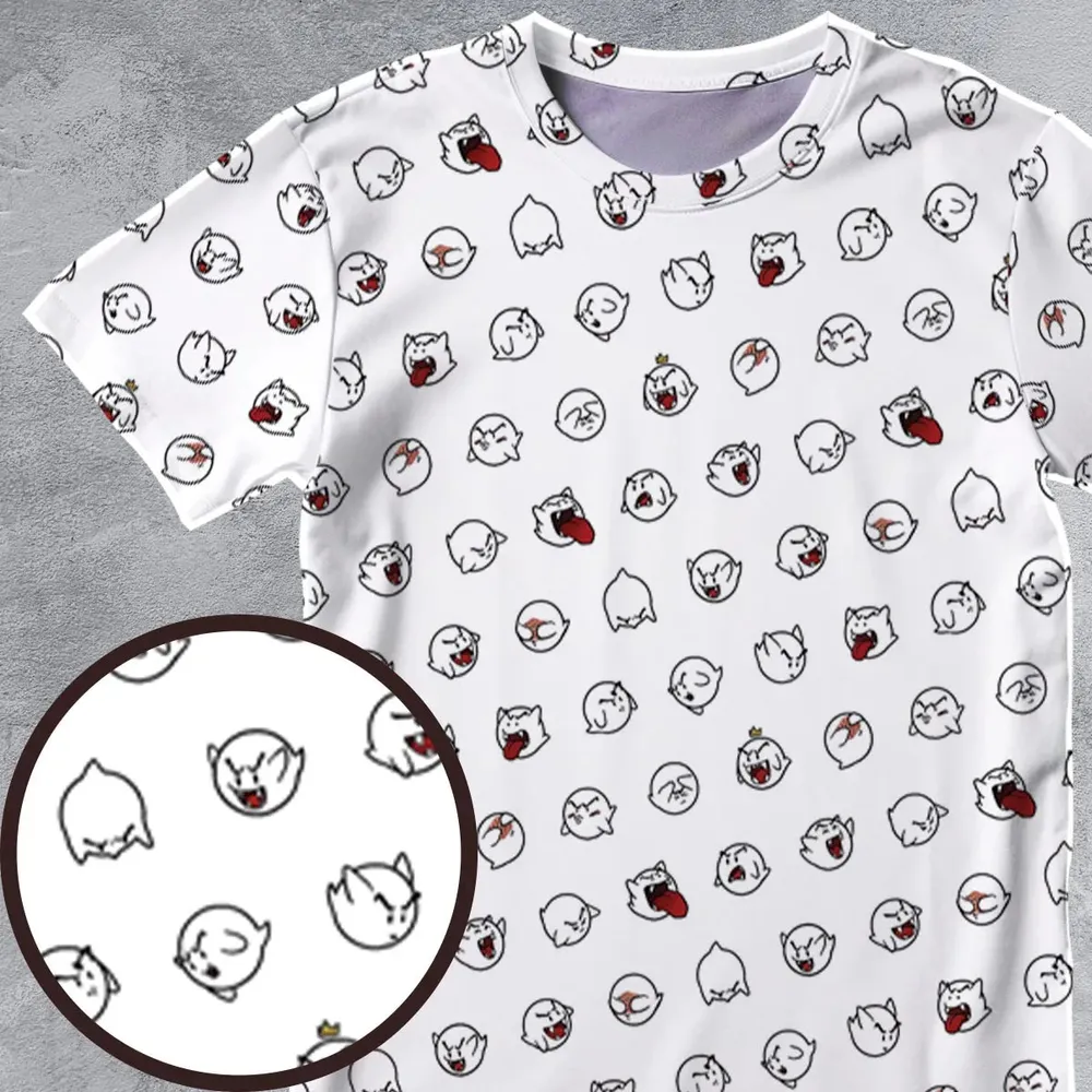 Super Mario Boo Pattern All-Over Print Unisex T-Shirt - 4