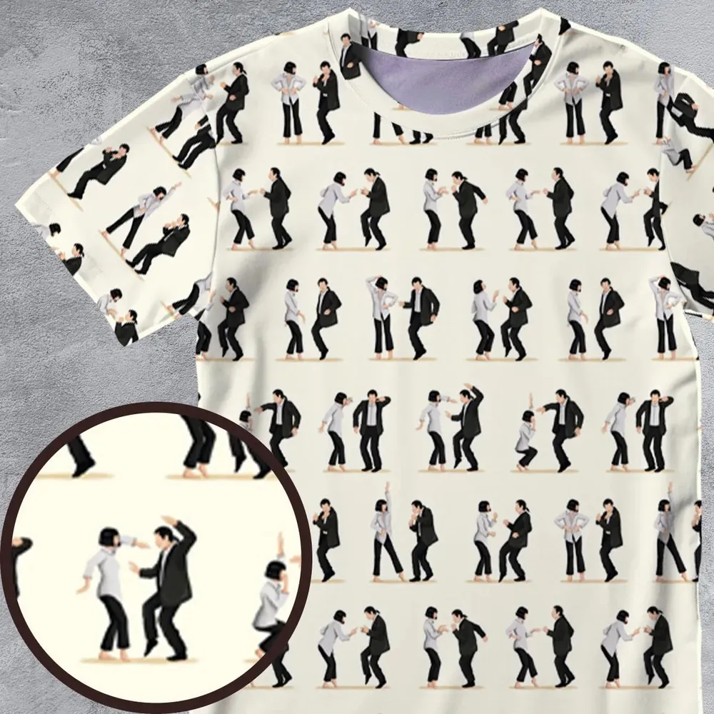 Mia Wallace and Vincent Vega Dance Pulp Fiction All-Over Print Unisex T-Shirt - 4