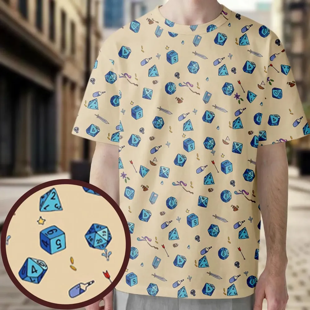 RPG DND Dices Pattern All-Over Print Unisex T-Shirt - 4
