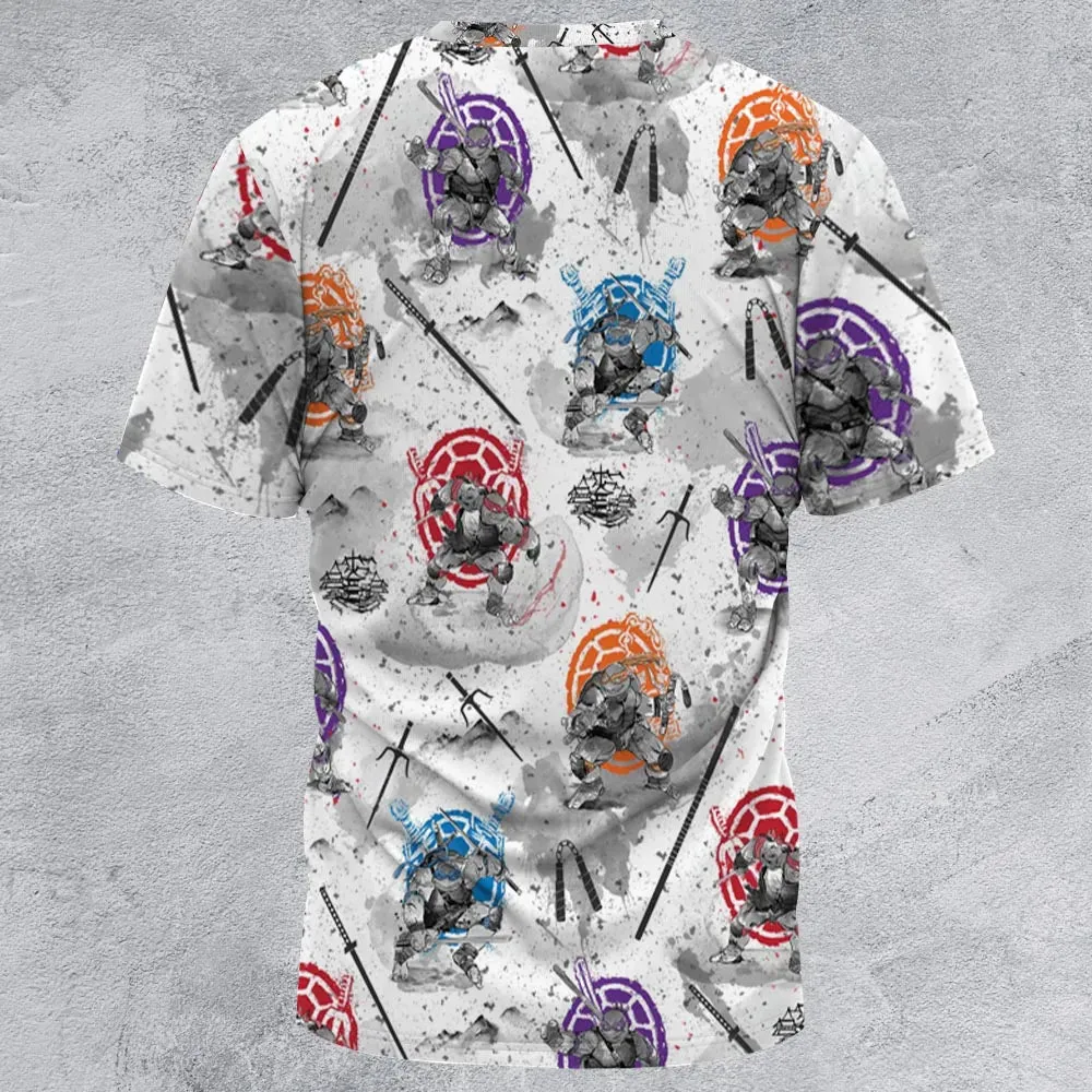 TMNT Characters Sumi-E Pattern All-Over Print Unisex T-Shirt - 2