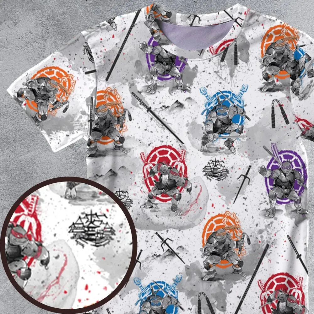 TMNT Characters Sumi-E Pattern All-Over Print Unisex T-Shirt - 4