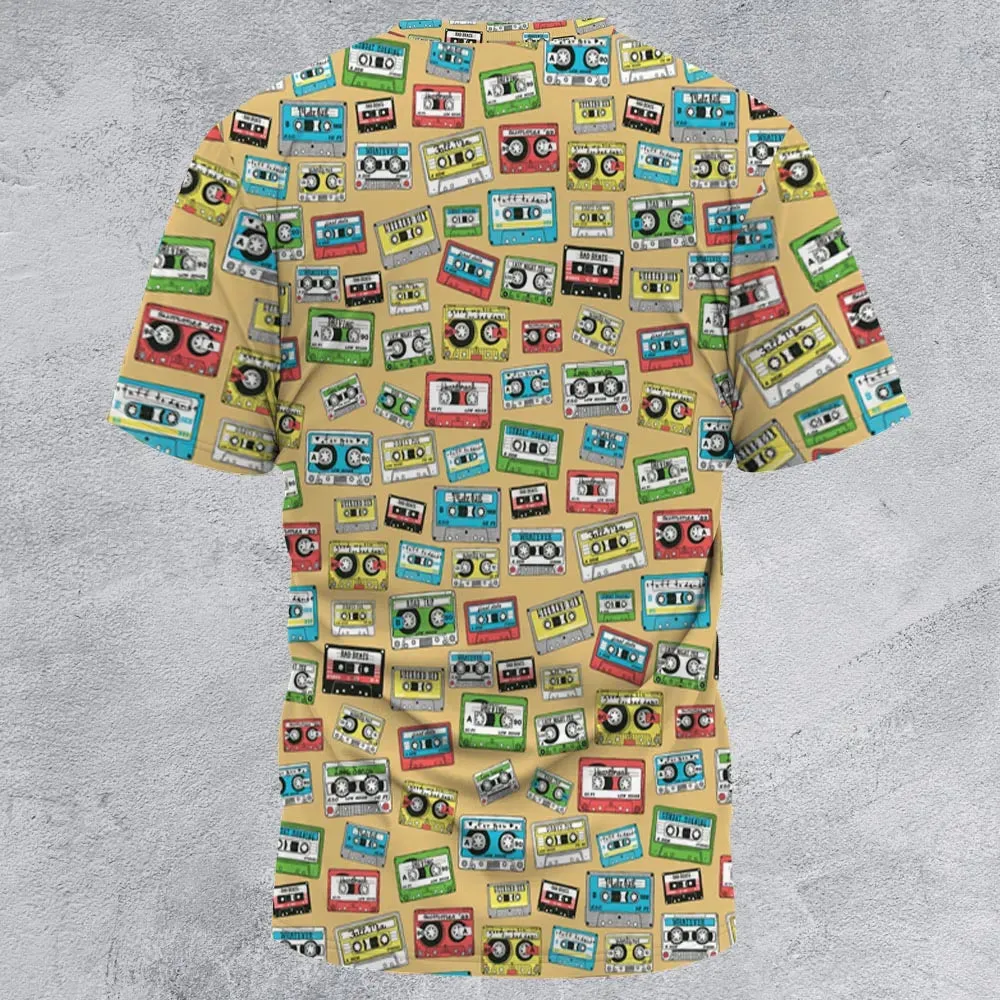 80s Playlist Pattern All-Over Print Unisex T-Shirt - 3