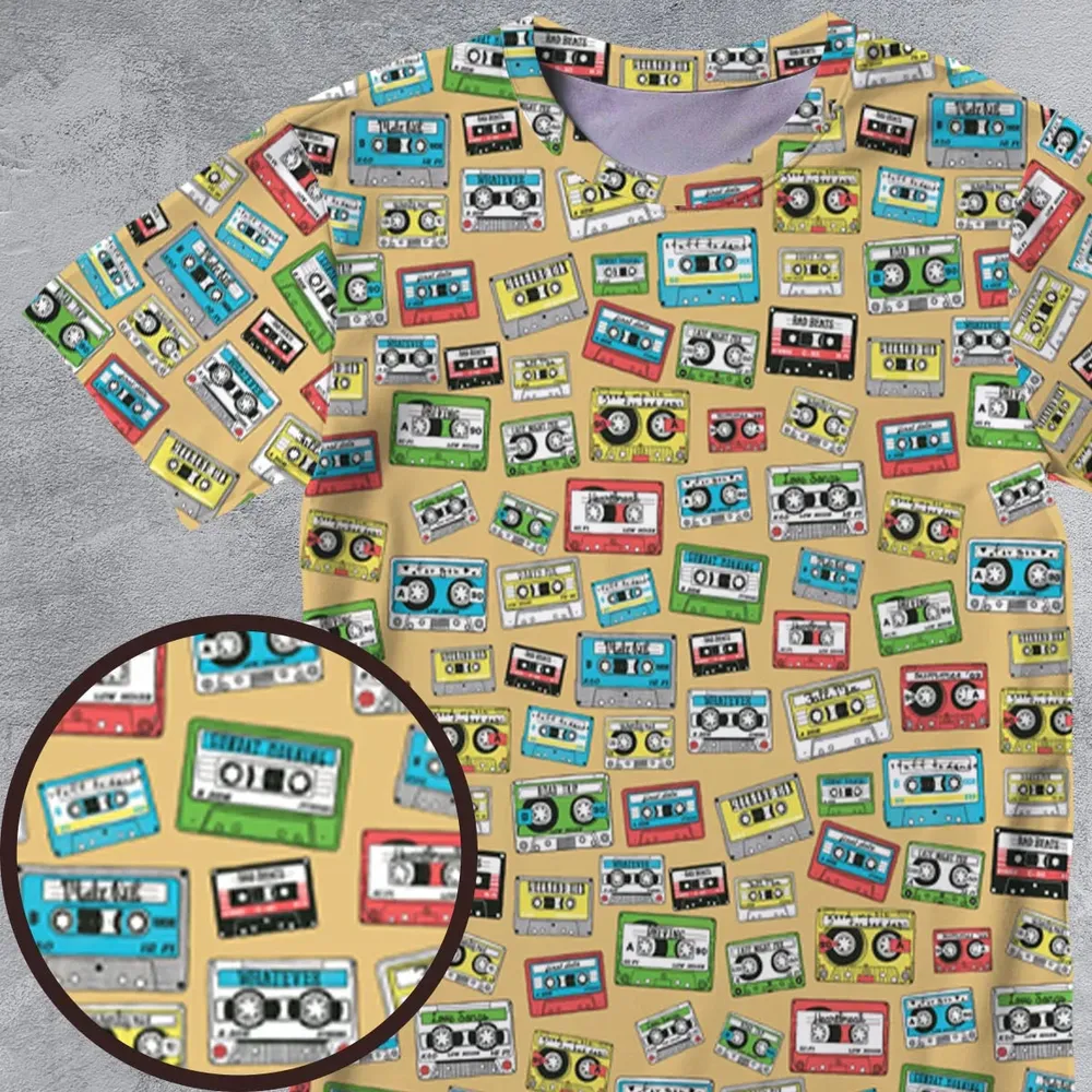 80s Playlist Pattern All-Over Print Unisex T-Shirt - 4
