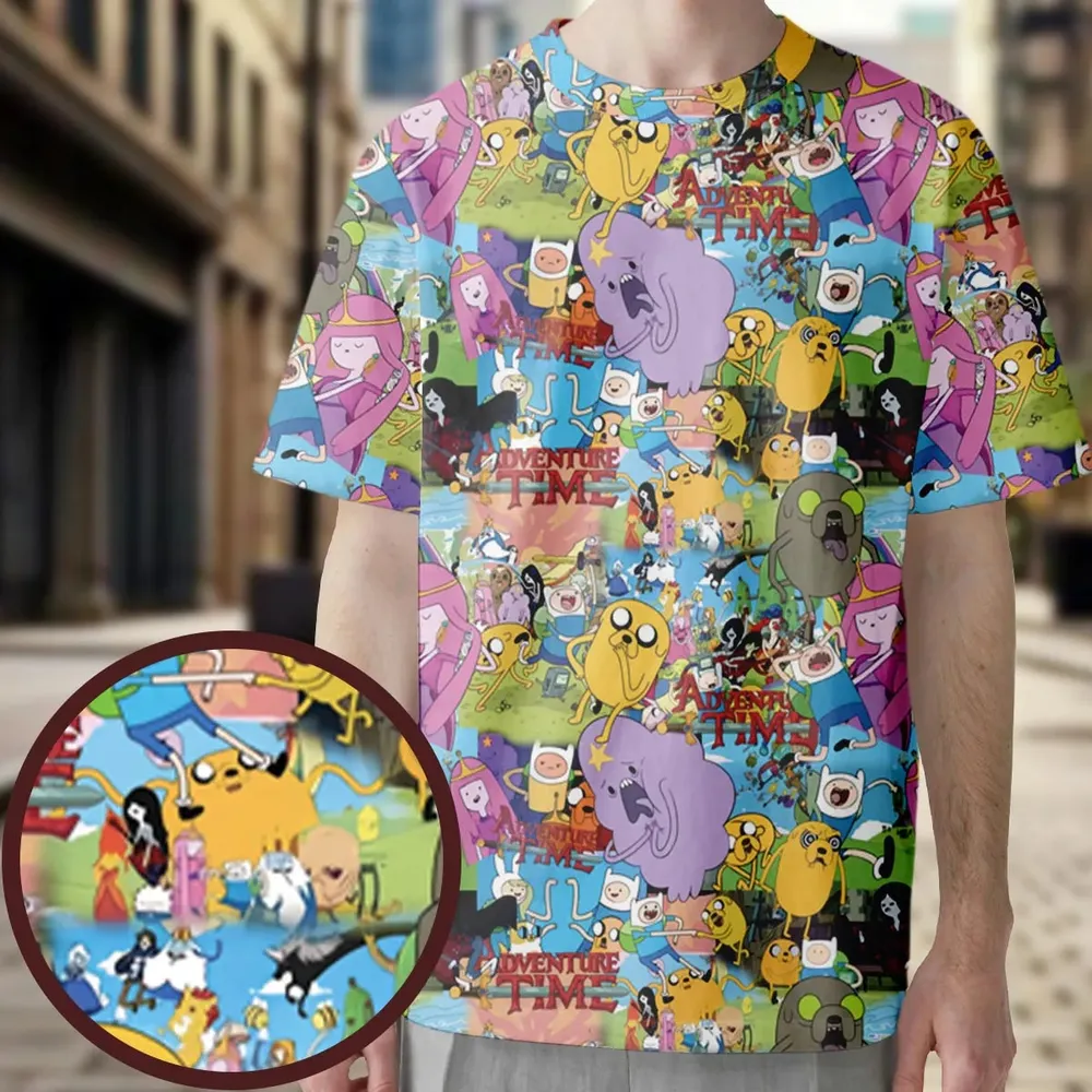 Adventure Time Characters Pattern All-Over Print Unisex T-Shirt - 3