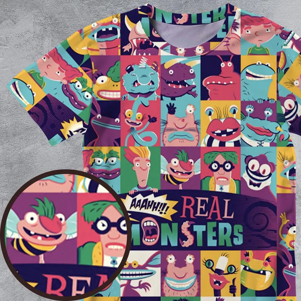 Aaahh!!! Real Monsters Characters Pattern All-Over Print Unisex T-Shirt - 4