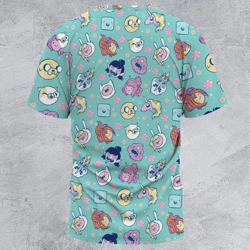 Adventure Time Floral Pattern All-Over Print Unisex T-Shirt - 3