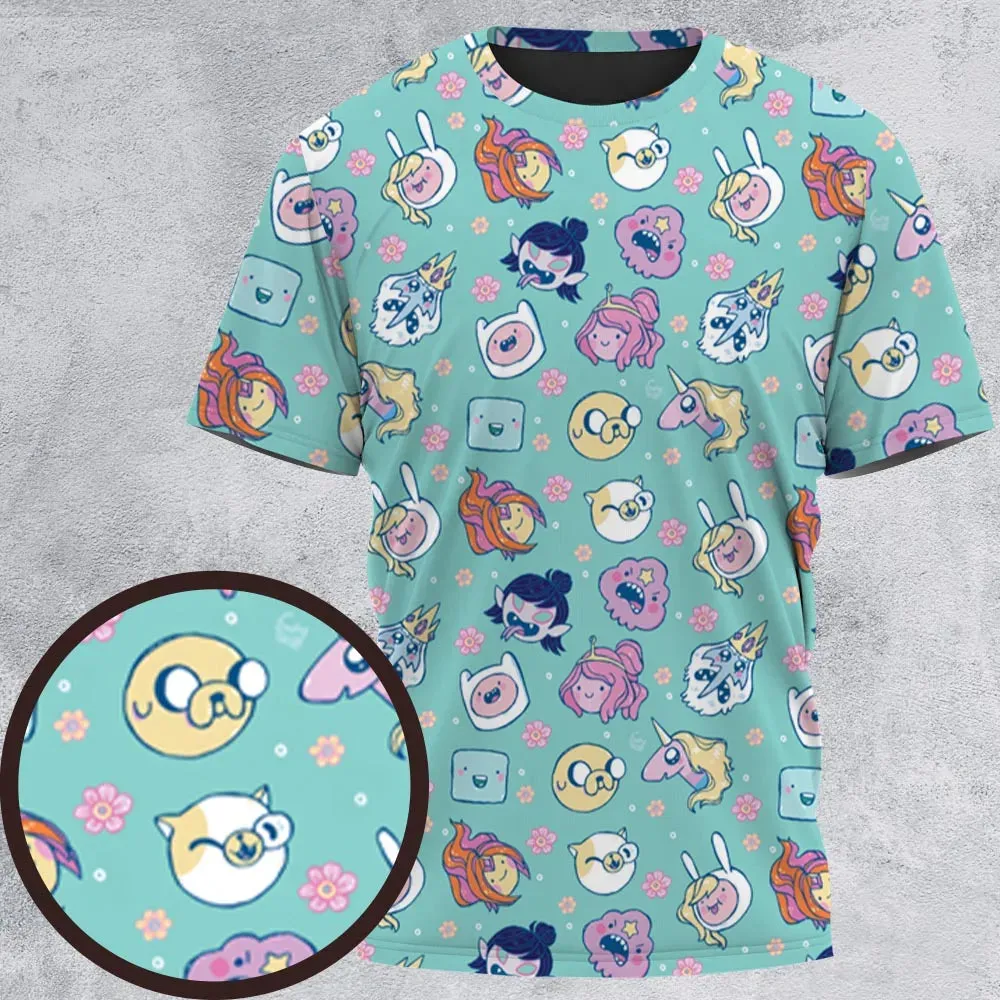 Adventure Time Floral Pattern All-Over Print Unisex T-Shirt - 2