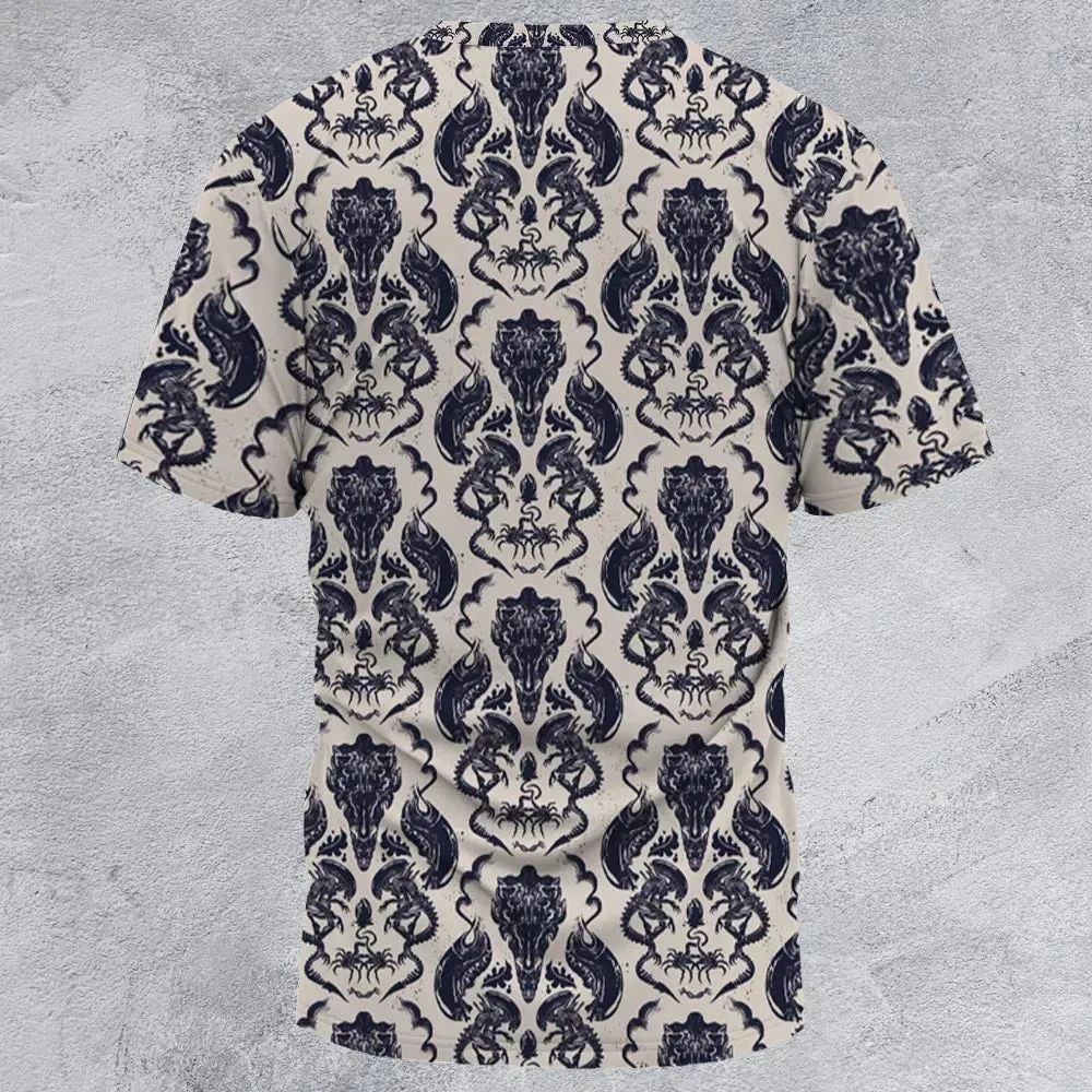 Alien Xenomorph Pattern All-Over Print Unisex T-Shirt - 3